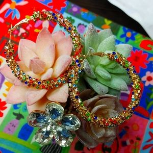 Multi color Sparkle Hoops